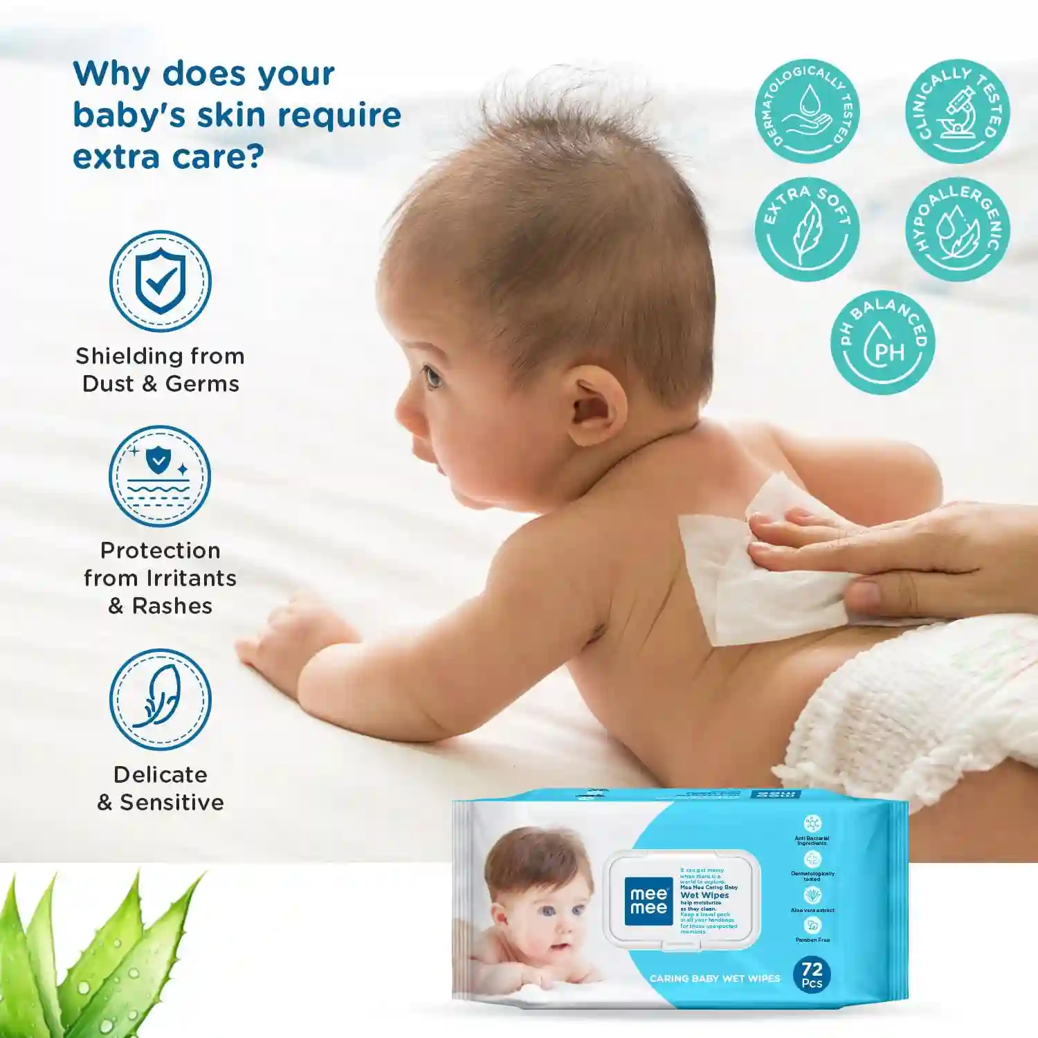 Mee Mee Caring Baby Wet Wipes with lid